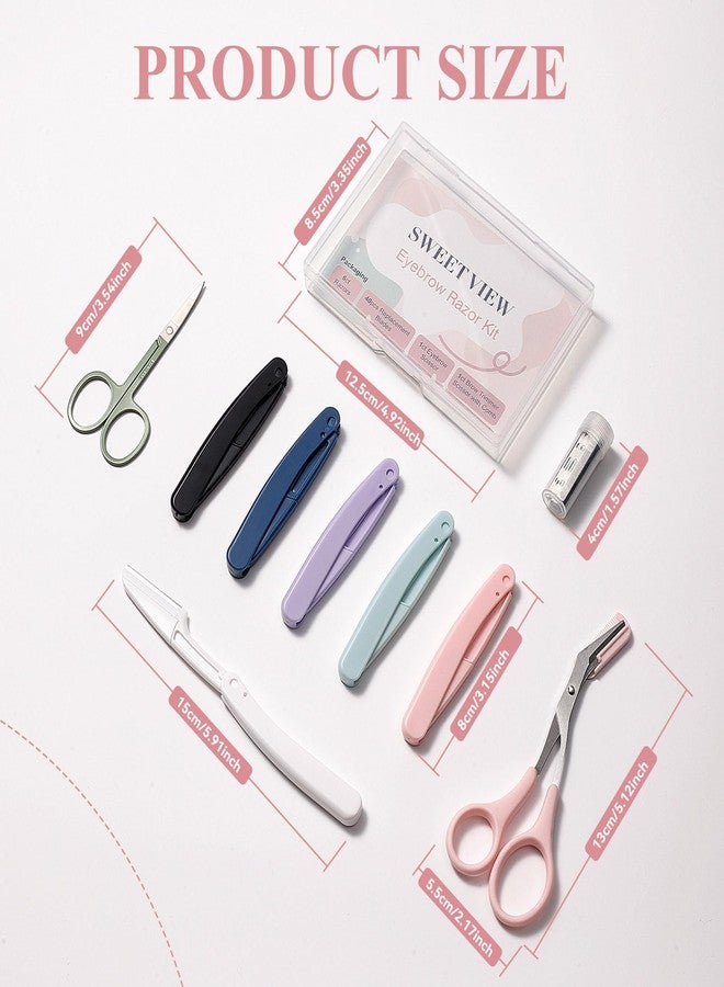 SWEET VIEW 48pcs Dermaplan Razor Kit for Women Face and Eyebrow with Brow Scissor, Facial Microblades Shaver Tool - Image 2